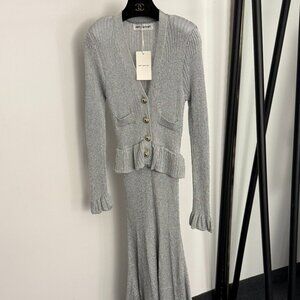 Self-Portrait V-neck long-sleeved knit dress